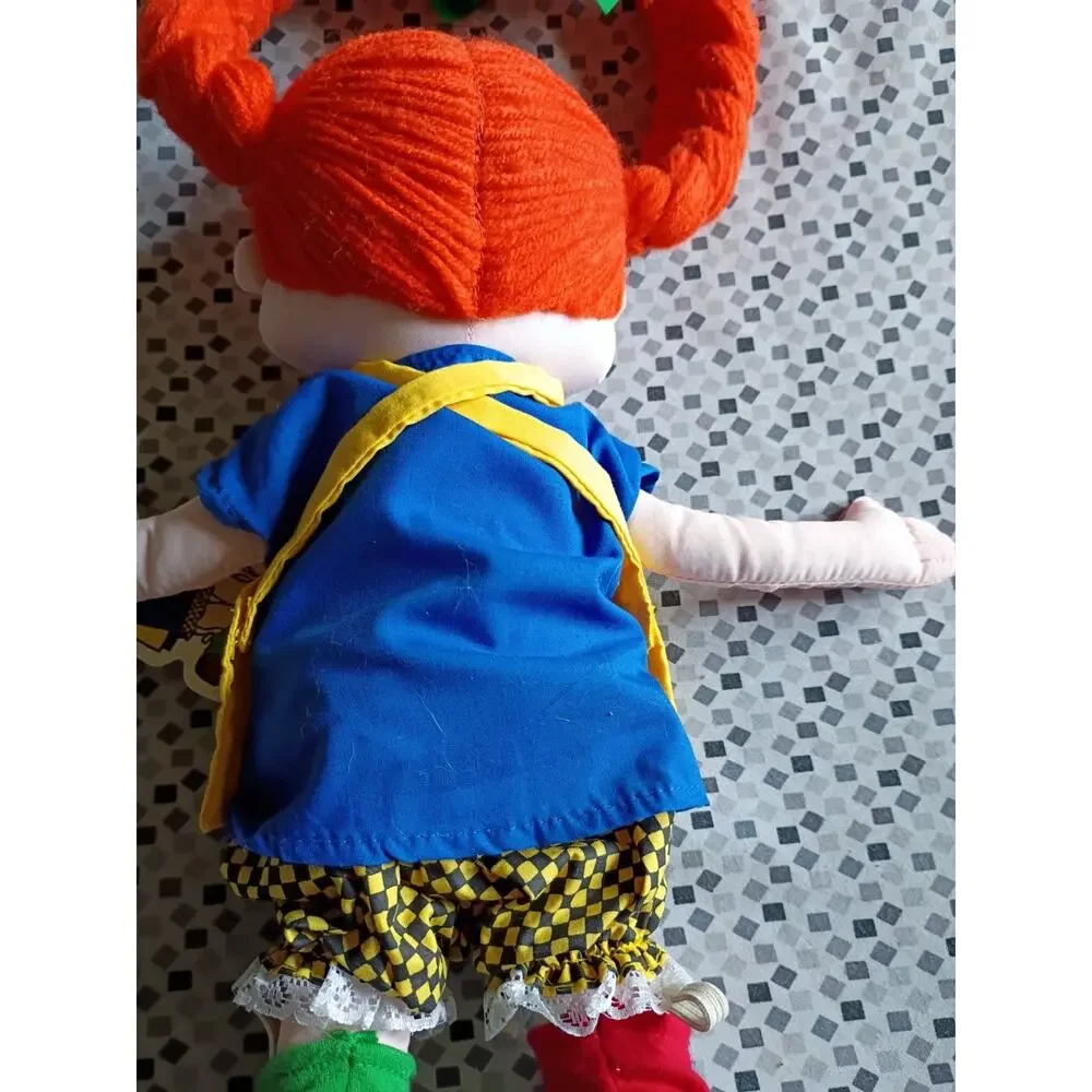 Vintage Juan’s Pippi Longstocking Plush Doll Astrid Lindgren Plush 17.5” Rare